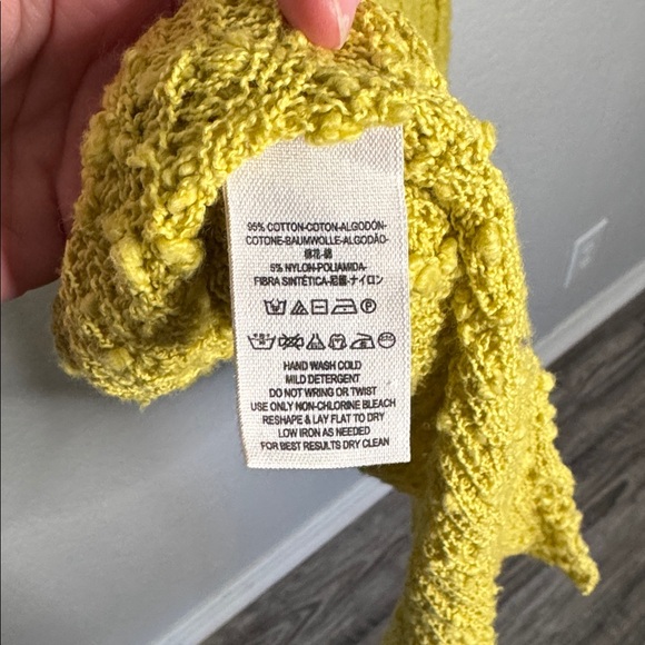 Free People Long Duster Cardigan Cover Up Buttons Crochet Knit Yellow Gold Small - Picture 8 of 8